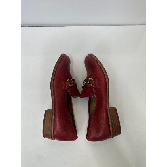 Sofft Women's Red Leather Chain Loafers Slip On Comfort Shoes Flats Size 6M - Picture 10 of 14